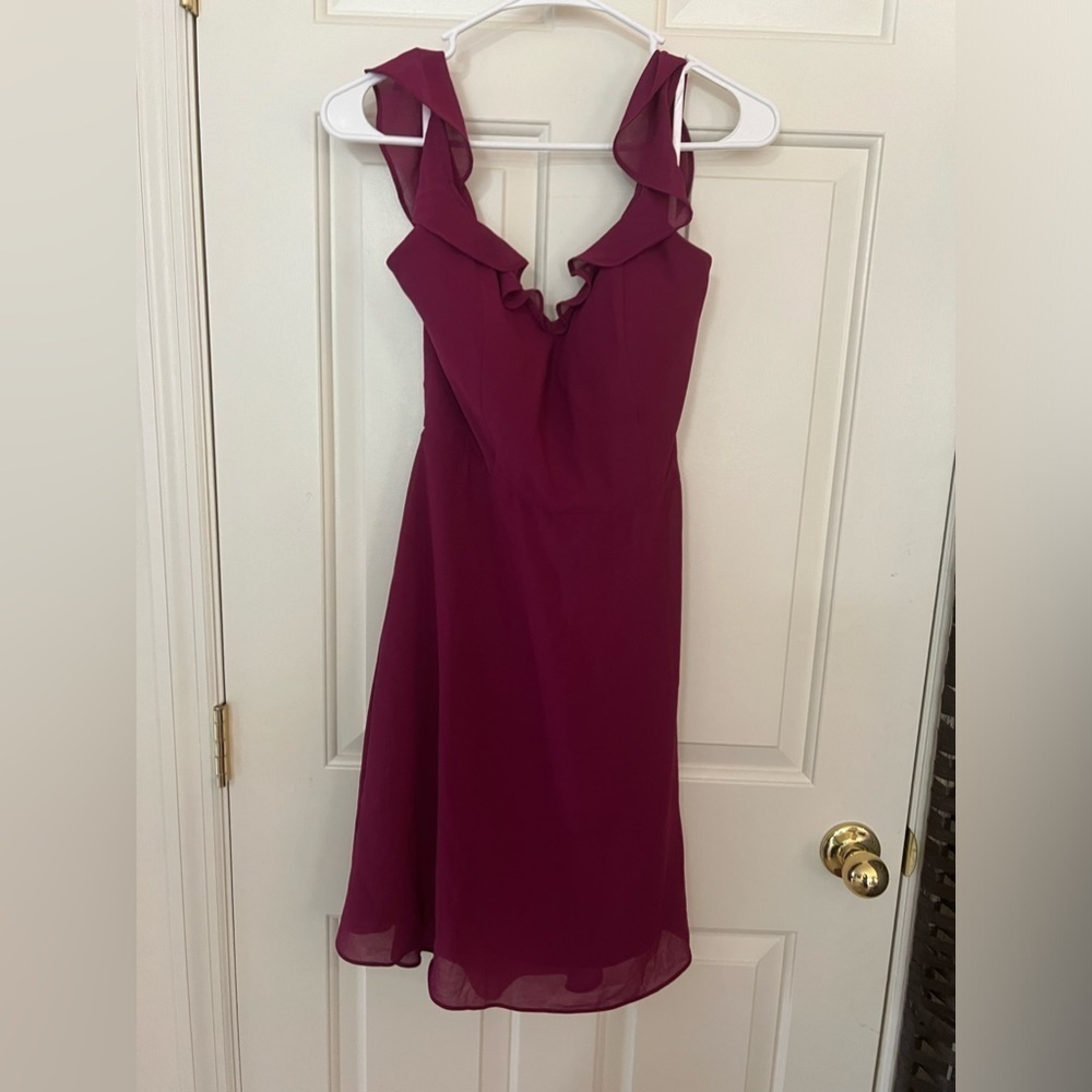 Minuet Petite Fit & Flare Ruffle Dress Pink | Large | New With Tags - Picture 2 of 13